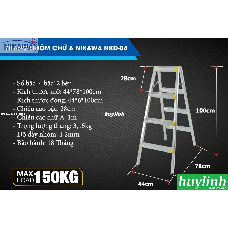 Thang nhôm chữ A Nikawa NKD-04 - 4 bậc