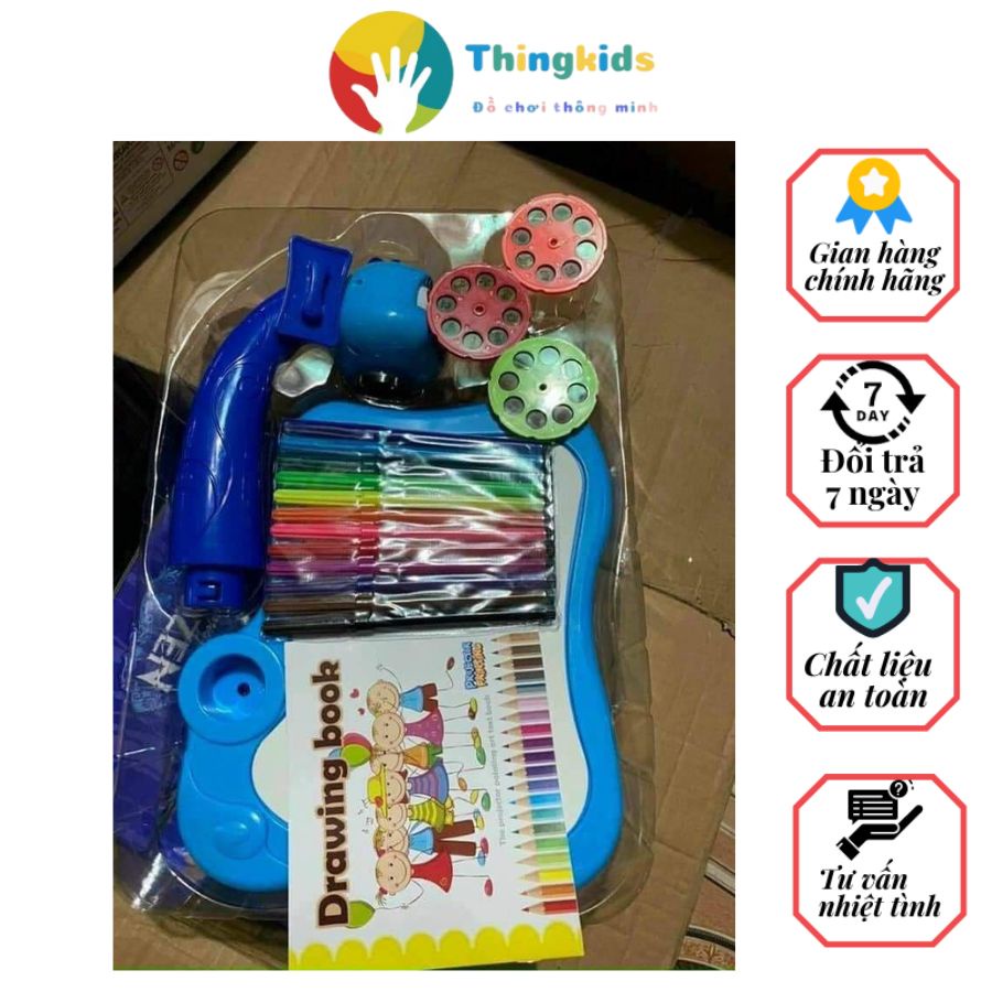Bộ đồ chơi bảng vẽ thông minh, bảng vẽ chiếu đèn kèm bút mầu cho bé. Thingkids