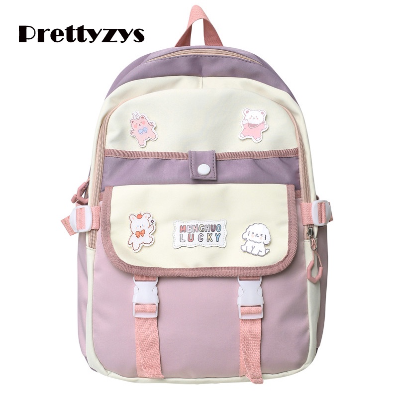 Ba lô đi học PRETTYZYS sức chứa lớn 14inch phong cách Hàn Quốc 2022 dành cho nữ tuổi teen