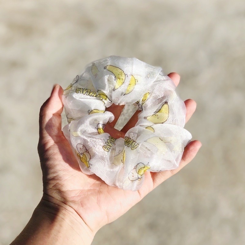 Dây Buộc Tóc  Buộc Tóc Scrunchies Hoạ Tiết Quả Chuối Siêu Cute N41