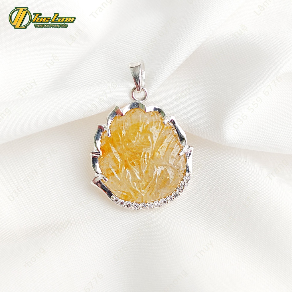 Mặt dây chuyền hồ ly chúa màu tóc vàng dáng tròn bọc bạc trợ duyên hợp mệnh kim thổ - Tuệ Lâm