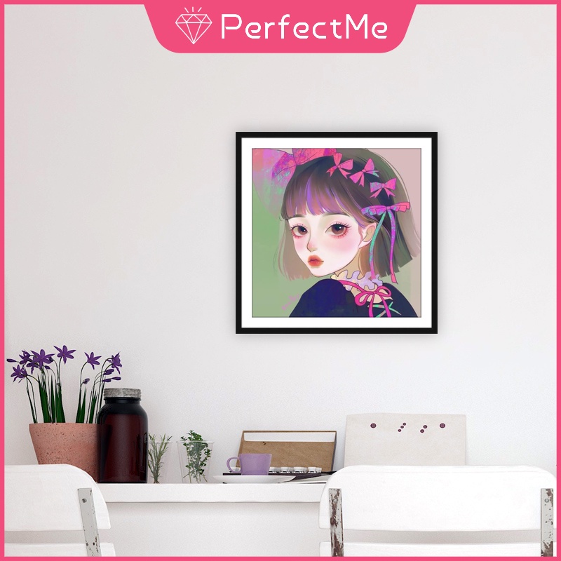 Bộ tranh đính đá 5D tự làm hình cô gái dễ thương 30x30cm