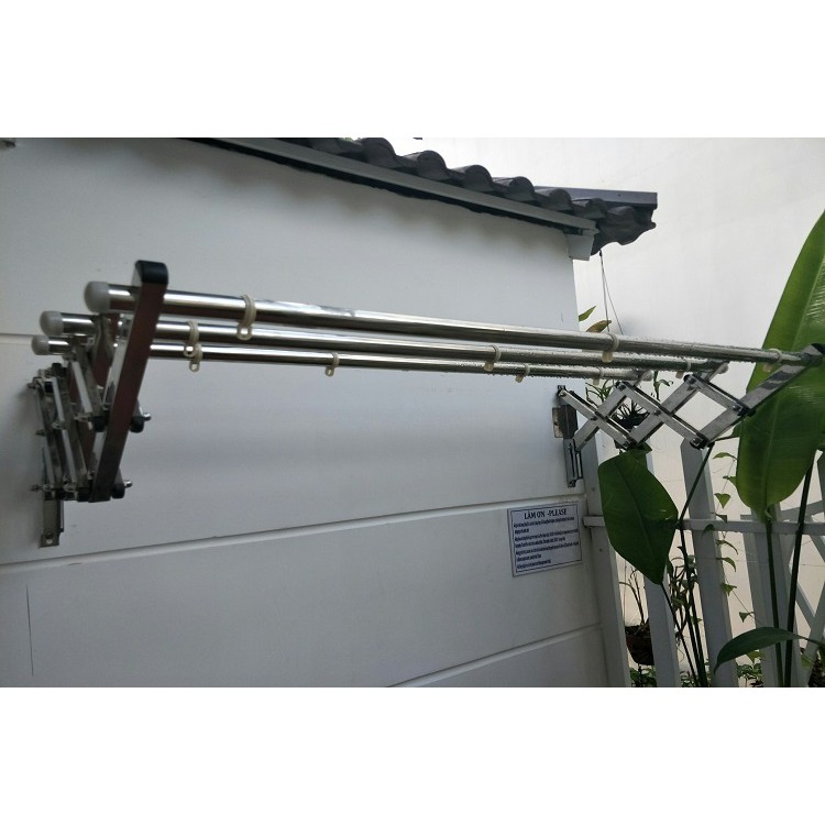 Giàn Phơi Gắn Tường Inox, ống 27mm loại dầy dài 2m, Cây Phơi Xếp Gọn Hiện Đại