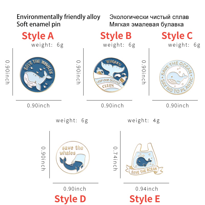 Cứu Đại Dương Ghim Nhựa Dừng Lại! Huy Hiệu Cài Áo Hình Cá Voi
