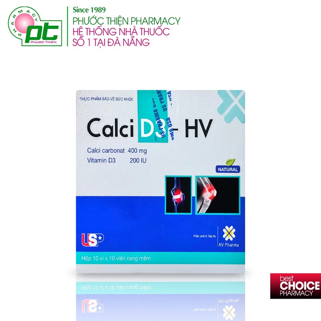 Canxid3 viên nang mềm Calci D3 HV Hộp 100 Viên - canxi 400mg phuocthien viên uống calcium