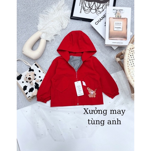 Áo khoác cho bé  Áo khoác gió cho bé in hình gấu vs ô tô ngộ nghĩnh, đáng yêu ( mã 03)
