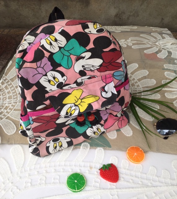 Balo Thổ Cẩm Thời Trang Hình Cú Và Chuột Mickey, Hoa Văn Size Nhỏ và Trung - Lucky Girl shop