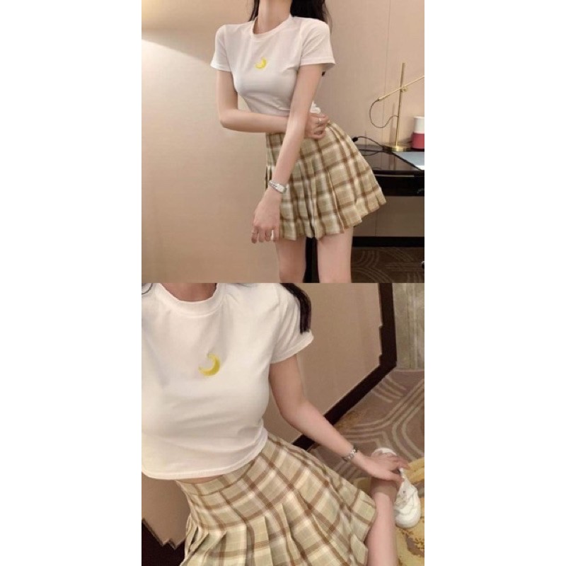 ÁO CROPTOP THÊU MẶT TRĂNG XINH SẮN