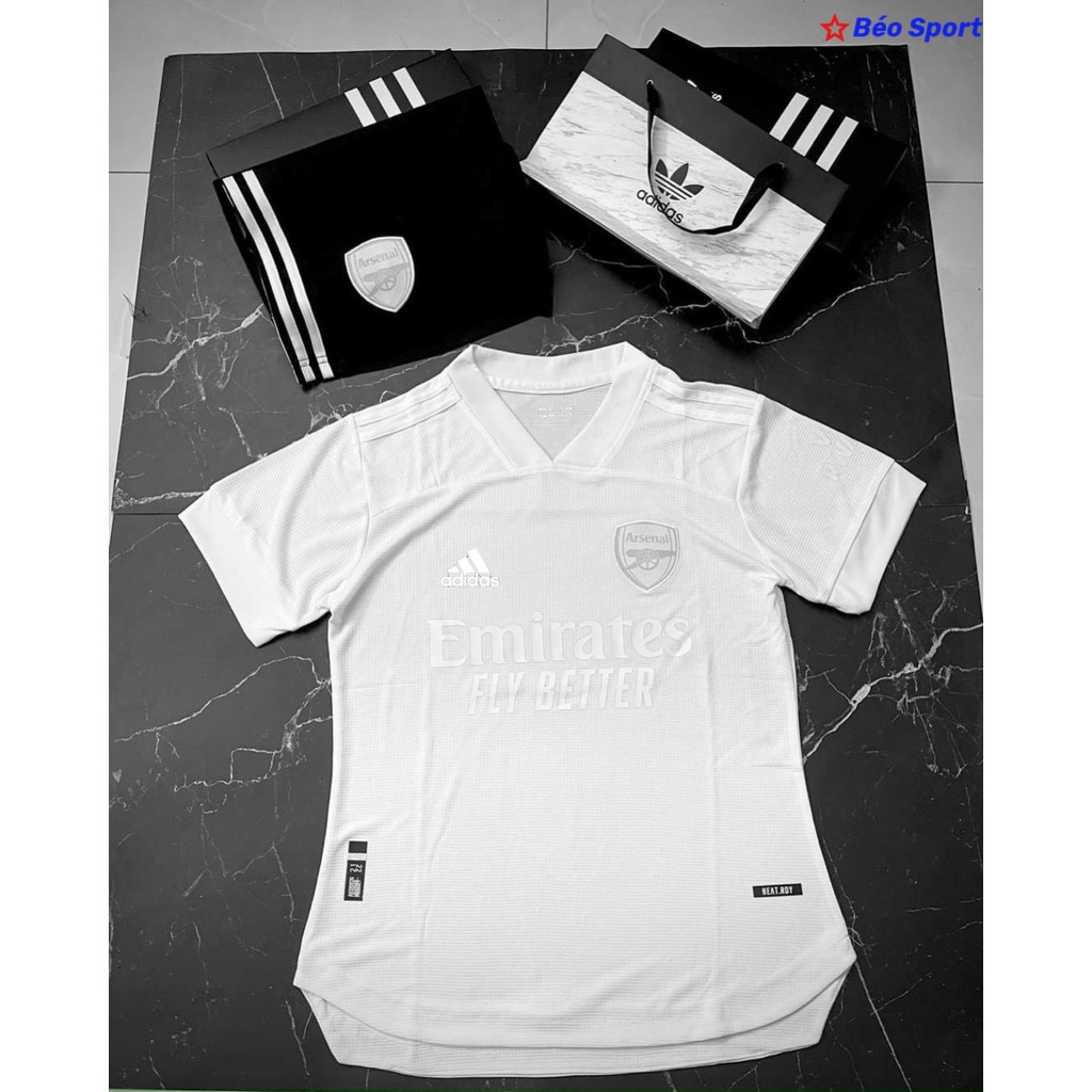 Áo Bóng Đá CLB Arsenal- Chuẩn Mẫu Thi Đấu-Trắng Tuyết -Mùa Giải 2021- Vải Polyeste Siêu Thoáng-Siêu Bền