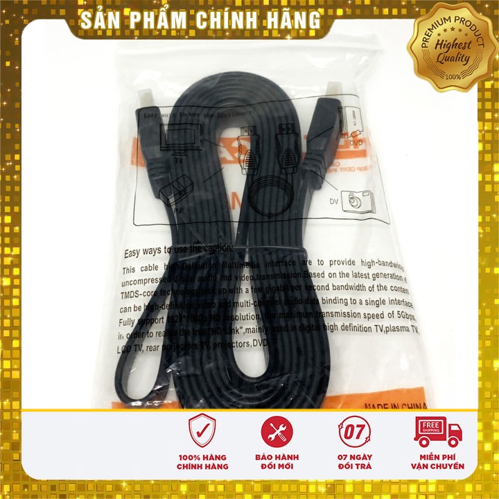 Cáp HDMI chính hãng (Xả Kho) CÁP HDMI 3M DẸT ĐEN ĐẢM BẢO CHẤT LƯỢNG.DHD4