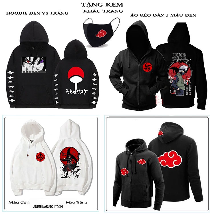 HOT 💥 Áo Naruto 🎁 BST ÁO KHOÁC ÁO HOODIE HÌNH ITACHI UCHIHA, SASUKE SENPAI , NARUTO ANIME KÈM QUÀ TẶNG 💖