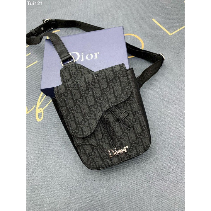 Túi đeo chéo hộp Dior Mini Oblique Bag Size 18, 14, 12 Chất da trâu mềm fullbox tag mác túi vải
