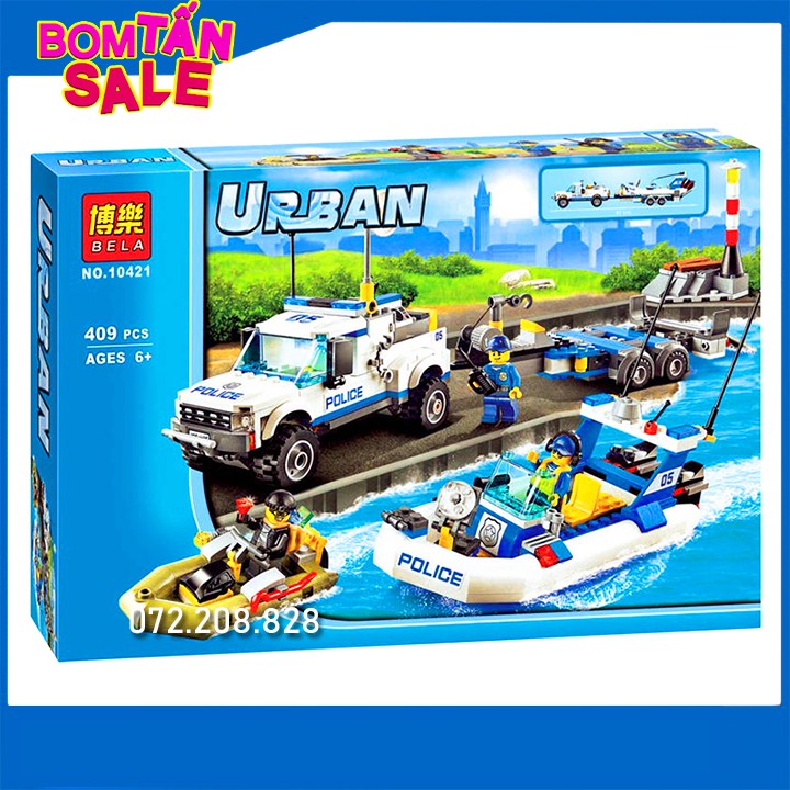 Lego Ninjago Urban BELA 10421  / 409 Mảnh ghép 🍅 Bộ LEGO xếp hình cảnh sát bắt cướp