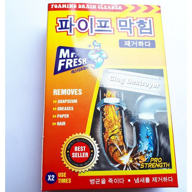 [THỐNG CỐNG] Hộp 2 Gói Bột Thông Cống Mr Fresh Hàn Quốc 100g