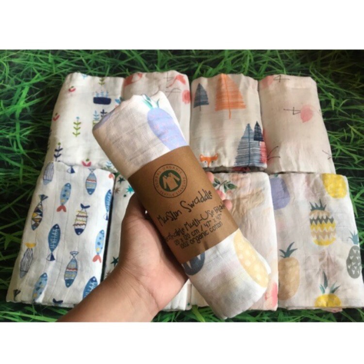 khăn Xô Tắm Muslin Swaddle 100% Organic Cotton