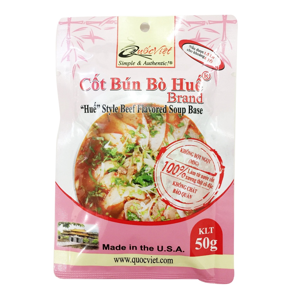 Cốt Bún Bò Huế Quốc Việt - Nhập khẩu USA - Hue Style Beef Flavored (50g)