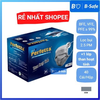 Khẩu trang y tế Perfetta Carbon than hoạt tính 4 lớp - siêu khử mùi - - Bsafe