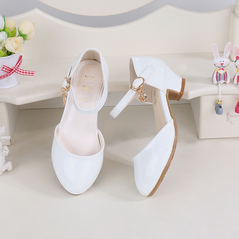 Giày cao gót bằng da phong cách công chúa thời trang cho bé gái