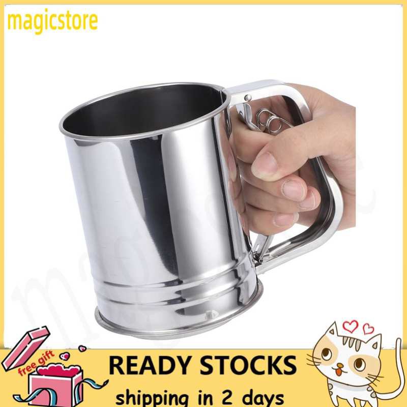 Magicstore Stainless Steel 3‑Layers Hand‑Held Flour Powder Sifter Sieve Kitchen Baking Accessory