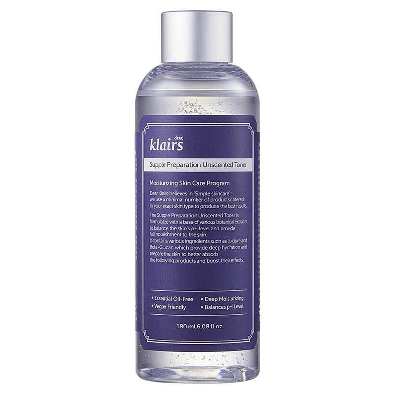 Toner Klairs Cho Da Nhạy Cảm Nước Hoa Hồng Dear Klairs  Supple Facial/Unscented Preparation Toner 180ml