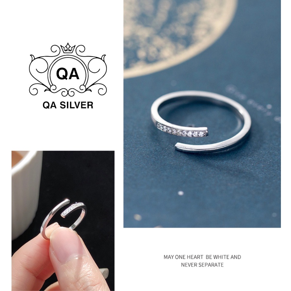 Nhẫn bạc 925 khảm đá nữ hai tầng tối giản S925 LAYER Silver Ring QA SILVER RI200701