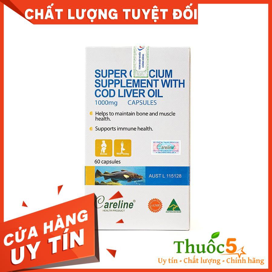 [Giá Gốc] Viên uống canxi bổ sung dầu gan cá Careline Super Calcium Supplement bổ sung Omega-3 cho cơ thể - Hộp 60 viên
