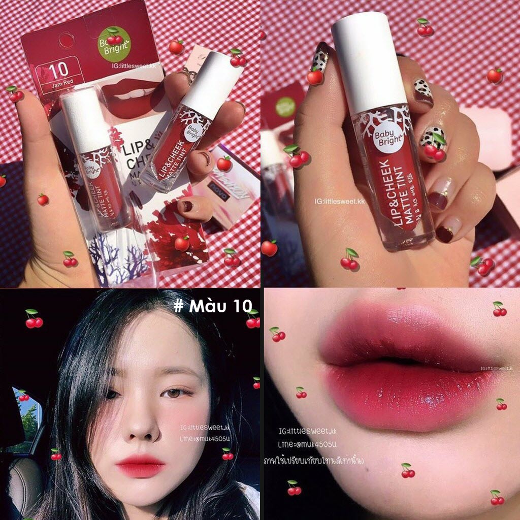 (Auth Thái) SON KEM &amp; MÁ HỒNG DẠNG LÌ LIP&amp;CHEEK MATTE TINT BABY BRIGHT