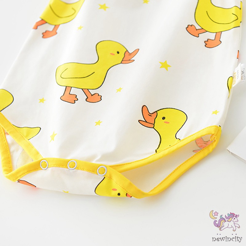 Bộ Áo Liền Thân Không Tay Bằng Vải Cotton In Họa Tiết Hoạt Hình Thời Trang Mùa Hè Kiểu Hàn Cho Bé Trai Và Bé Gái