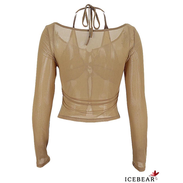 Áo Croptop Tay Dài Dáng Ôm Xuyên Thấu Màu Sắc Đơn Giản Dành Cho Nữ