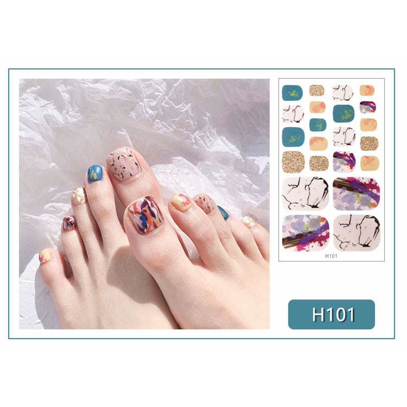 Set 22 Miếng Dán Móng Chân Nhãn Dán 3d Thời Trang Diy H101-120