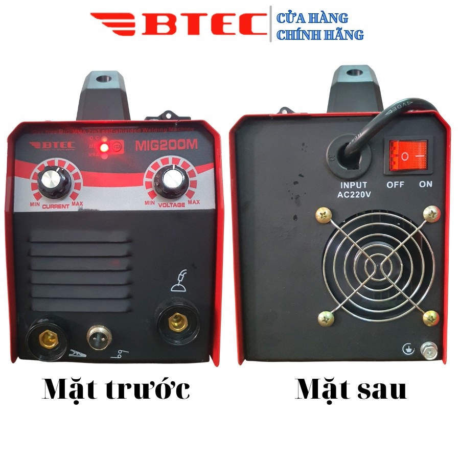 Máy Hàn MIG Không Dùng Khí BTEC 200M, Linh Kiện Nhật Bản, Súng Rời, 2 Chức Năng: Hàn MIG Không Khí, MMA