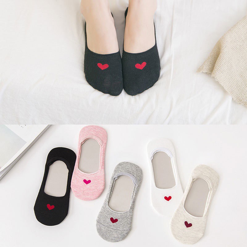 Vớ thuyền không trượt in hình trái tim