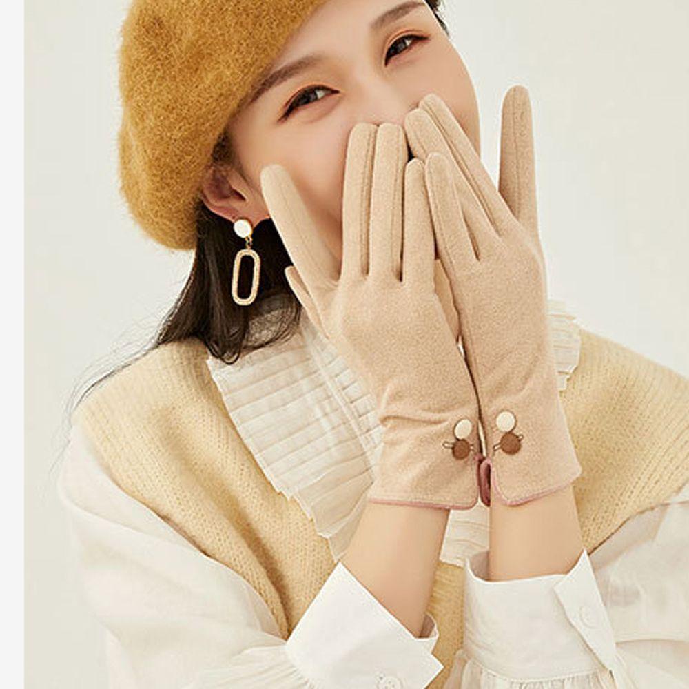 Găng Tay Chống Gió Bằng Nhung Màu Trơn Dành Cho Nữ