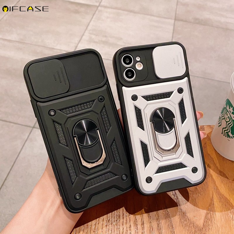 Ốp điện thoại có nắp trượt bảo vệ camera chống sốc thích hợp cho Iphone 12 Mini 12 11 Pro Max