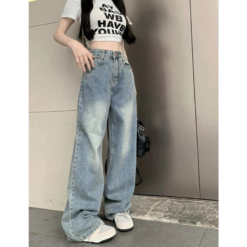 Quần Jeans Ống Rộng Lưng Cao Thời Trang Cá Tính 62973