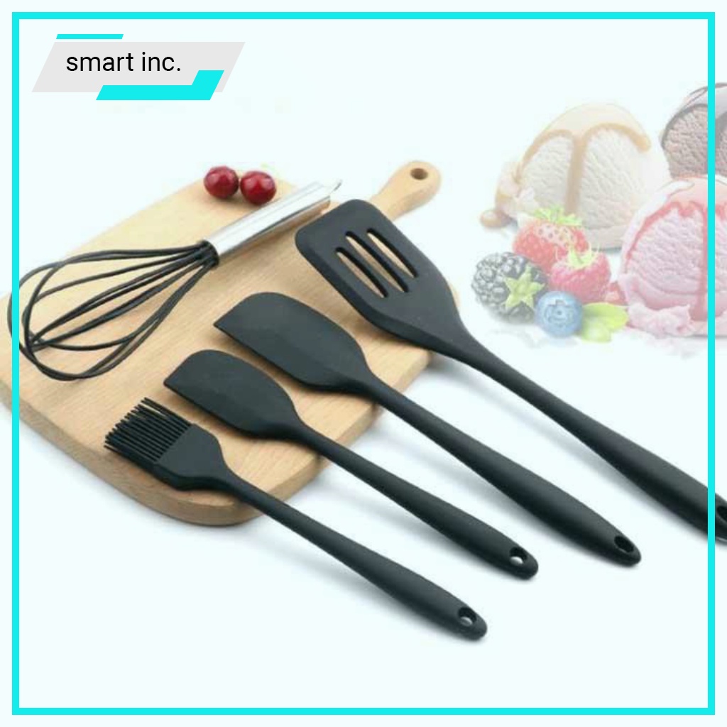 Dụng Cụ Làm Bánh Phới Trộn Bột Spatula Đánh Trứng Cọ Quét Bằng Silicon 5 Món