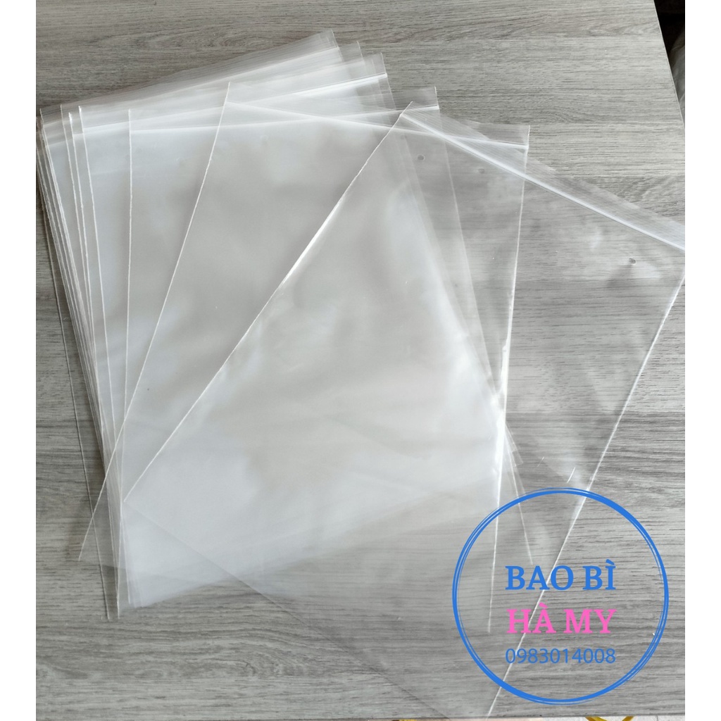 1KG Túi zipper vuốt miệng chỉ trắng 2 lỗ tròn thông hơi size lớn 25x35cm đến 28x40cm