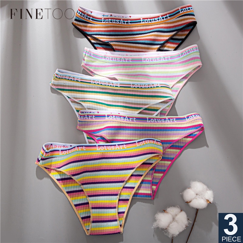 Set 3 quần lót TakeTalk vải cotton không đường may kẻ sọc ngang gợi cảm