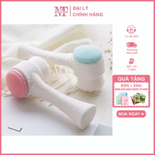 Cọ rửa mặt massage 2 đầu 3D gai cầm tay silicon tiện lợi