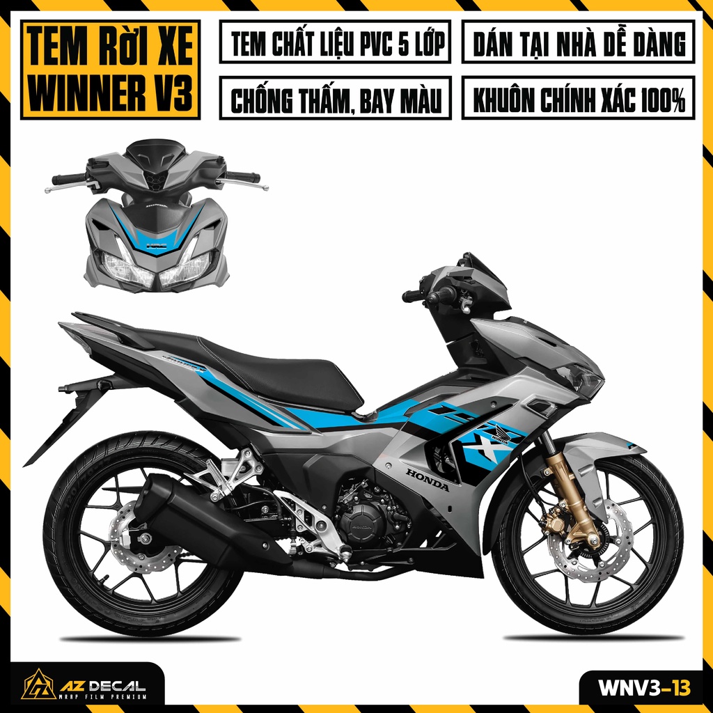 Tem Xe Winner V3 - Winner X 2022 Phiên Bản Thể Thao | WNV3-13 | Decal Rời Cao Cấp Dán Xe Đỏ Đen Trắng Xám