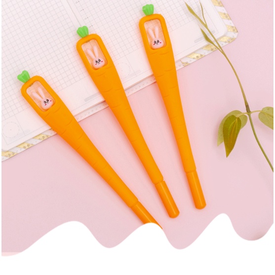 [Hàng mới về] Bút bi mực Đen hình Thỏ và Củ Cà Rốt dễ thương