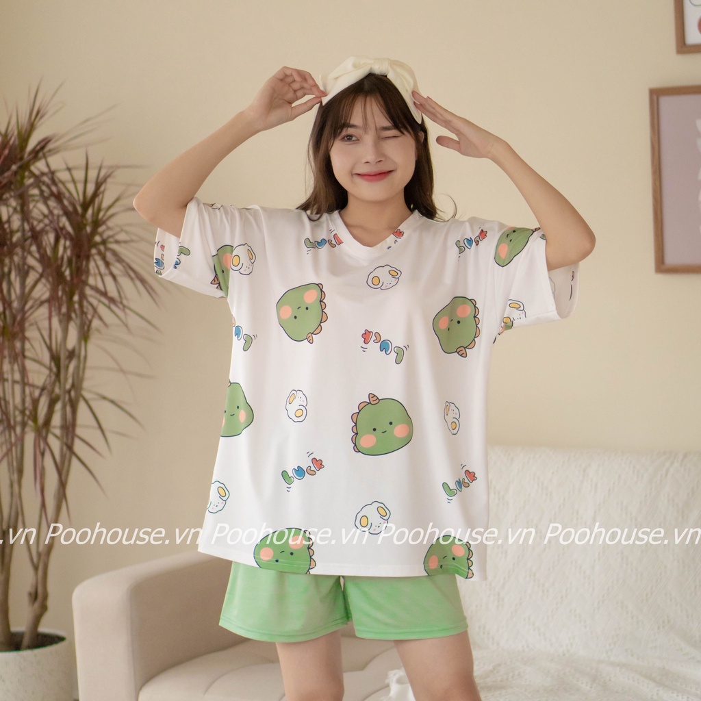 [ Nhiều mẫu ] Pijama bộ đồ ngủ, bộ đồ nữ mặc nhà chất liệu cotton cộc tay áo phông, quần đùi - Poohouse BN-AOTHUN