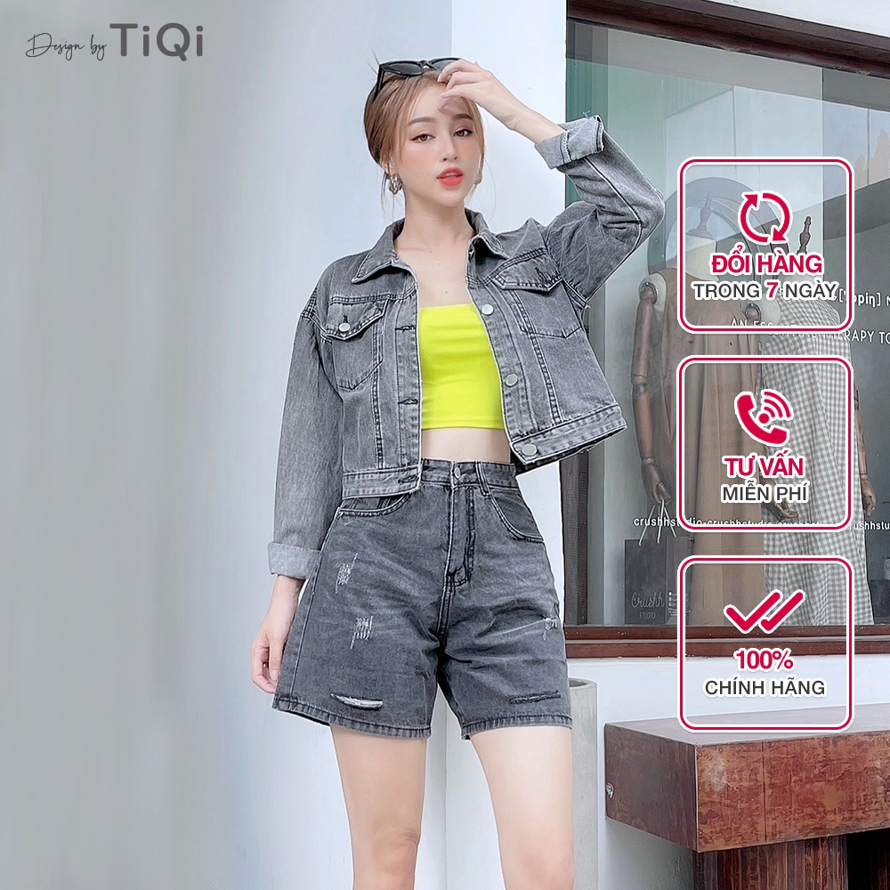 Quần jean ngố nữ màu xám đen lưng cao TiQi Jeans N199 | BigBuy360 - bigbuy360.vn