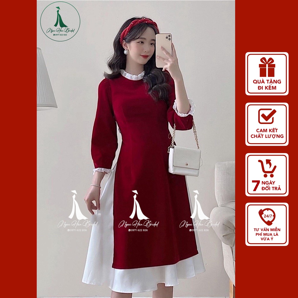 Áo Dài Nữ Cách Tân Kèm Chân Váy Mặc Tết TK30