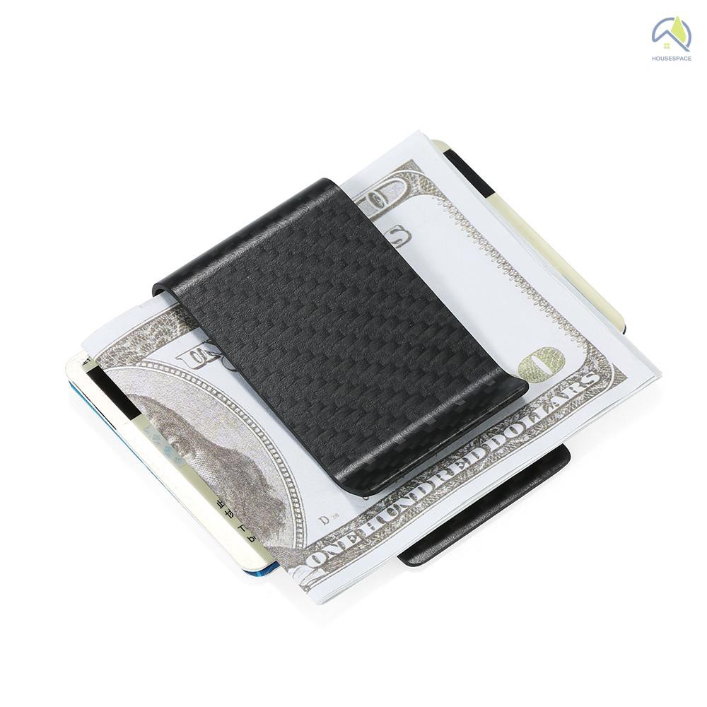 ● Black Carbon Fiber Wallet Money Clip Credit Card Business Card Clip Holder for Men