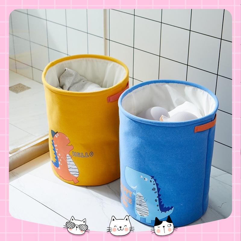 Giỏ vải cotton Laundry cotton đựng quần áo đa năng gấp gọn phong cách Châu Âu họa tiết khủng long