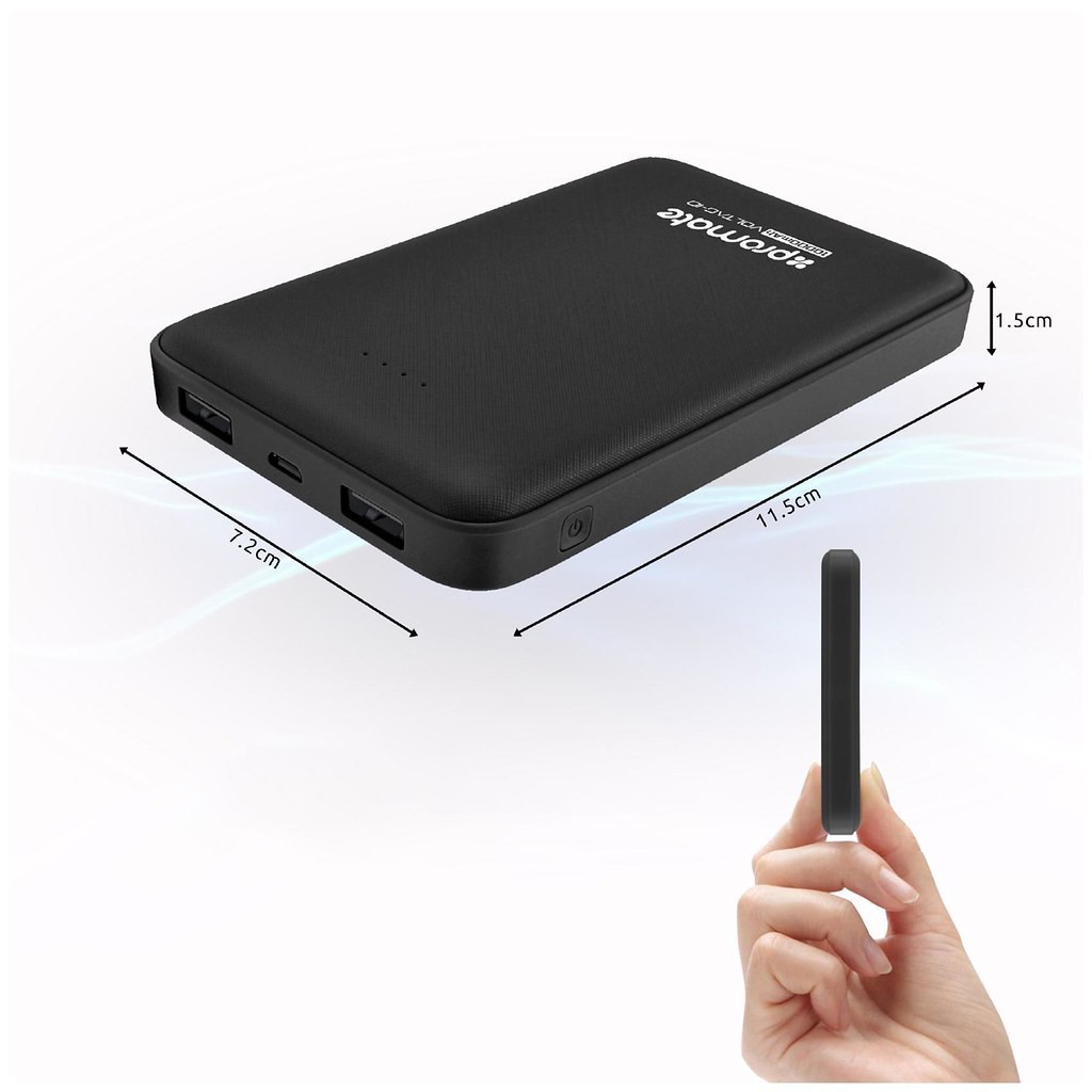 Sạc dự phòng  Promate Voltag-10 10000mAh - Cổng Sạc UltraFast (5V/2.1A & 5V/1A) Siêu Nhỏ Gọn