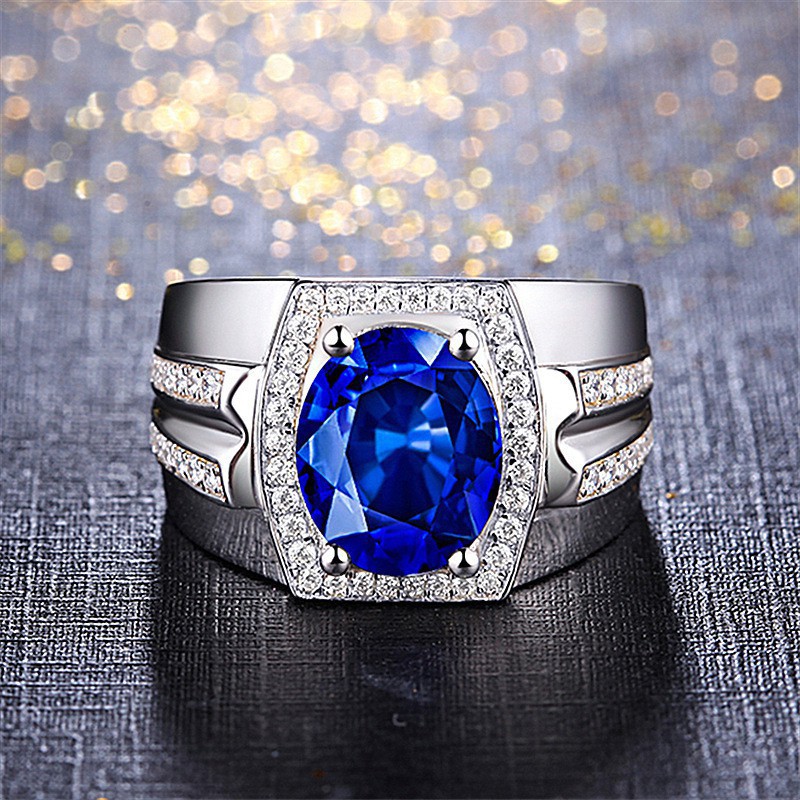 Nhẫn Bạc Nam Nữ Nhẫn Đính Hôn Sapphire Kim Cương