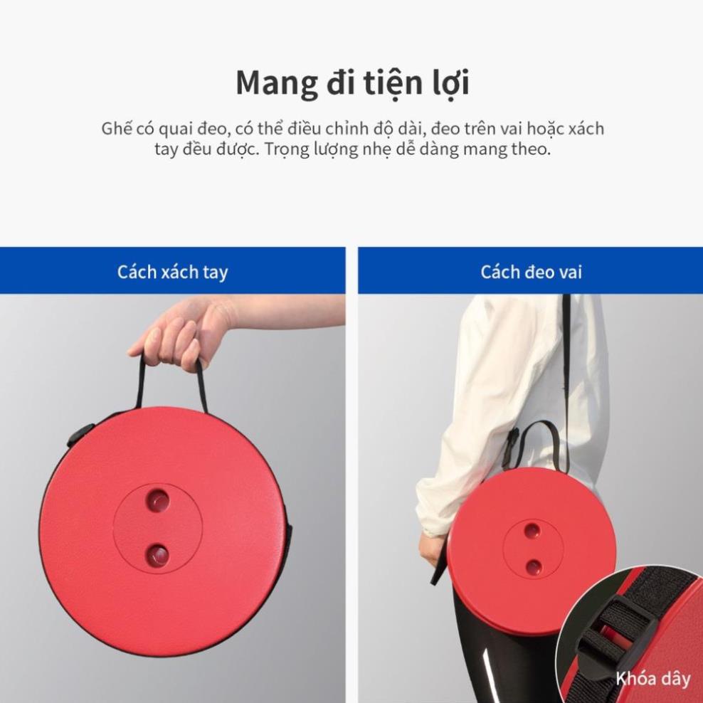 Ghế gấp gọn di động bằng nhựa Lock&amp;Lock Telescopic Stool - Màu đỏ LHI519RED Chính hãng