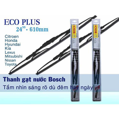 Gạt mưa ô tô Bosch xương mềm Aerofit, xương cứng Ecoplus